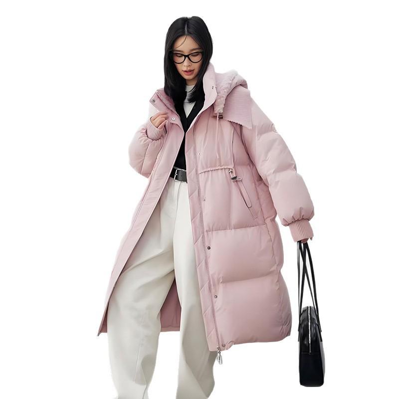 Womens Long Down Jacket 90% Duck Warm Winter Hooded Coat Casual Loose Fit