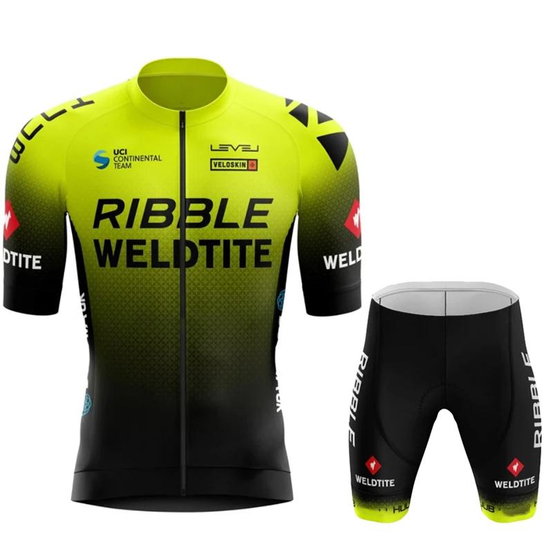 2026 Ribble Weldtite Cycling Jersey Set Short Sleeve Men Anti-UV Bike Summer Cycling Clothing Maillot Ciclismo Hombre Bicycle Suit
