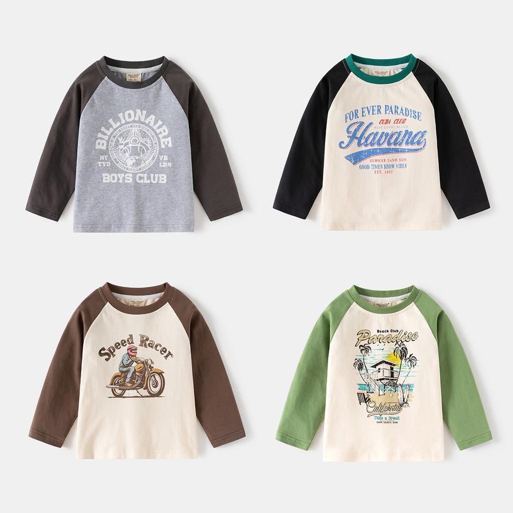 Boys Raglan Sleeve Cotton T Shirt Long Sleeve Casual Spring Autumn Base Layer Top Fashion Clothing for Toddler and Kids