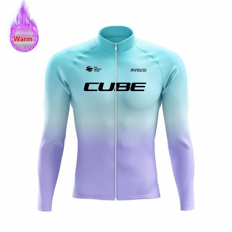 Winter Thermal Fleece Cycling Jersey Sports Bike Rvouei Cube Pro Team Mountian Bicycle Clothing Ropa Ciclismo Invierno Hombre