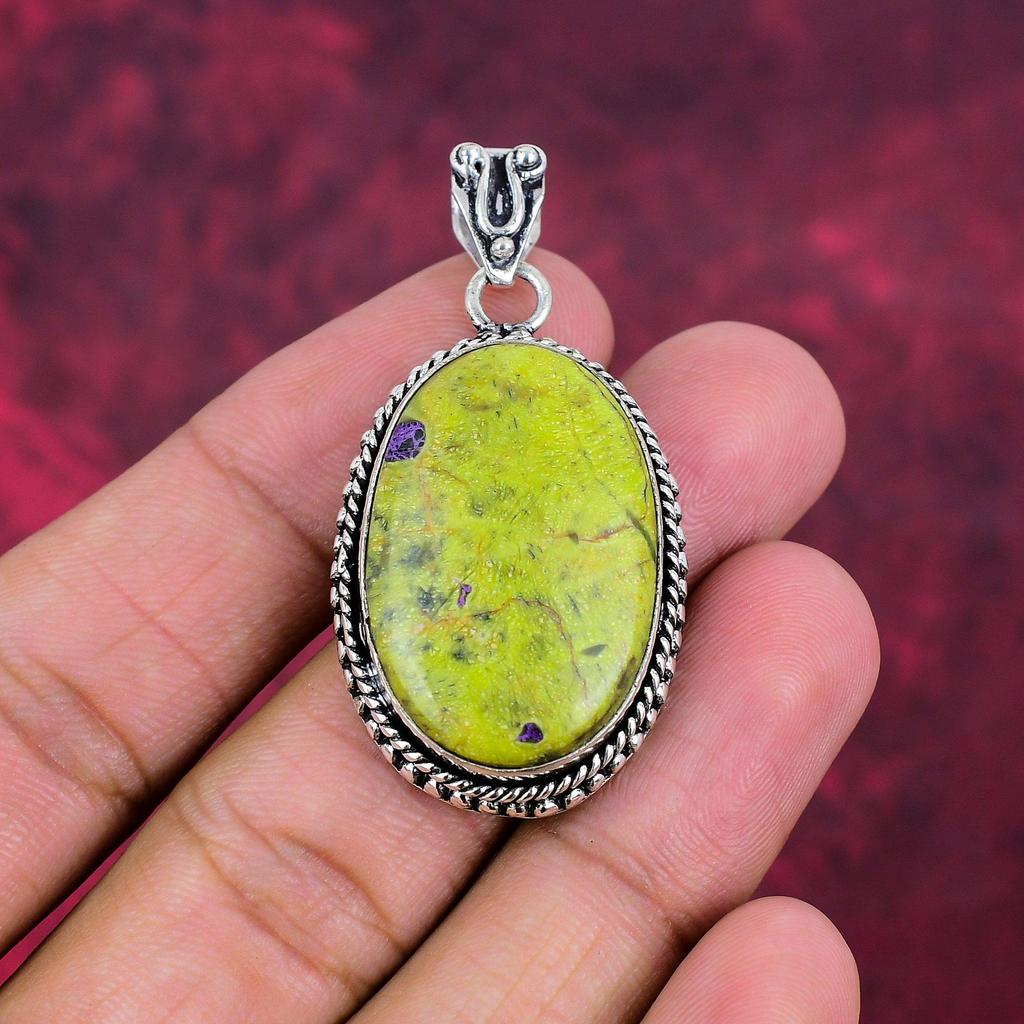 Подвеска из драгоценного камня ручной работы со стихтитом, подвеска из стерлингового серебра 925 пробы, антикварные ювелирные изделия, для подарка на помолвку