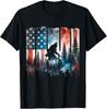 Big Foot Bigfoot Sasquatch American Flag Patriotic 4th July T-Shirt