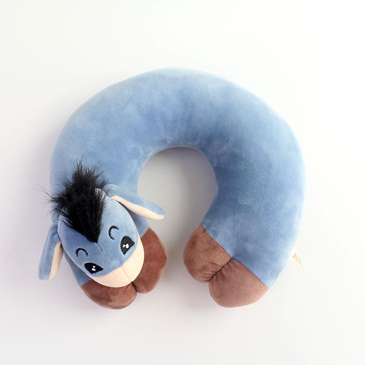 Cute Cartoon Blue Donkey Travel Neck Pillow, Portable U-Shaped Pillow for Office Nap, Plush Toy Stress Relief Pillow