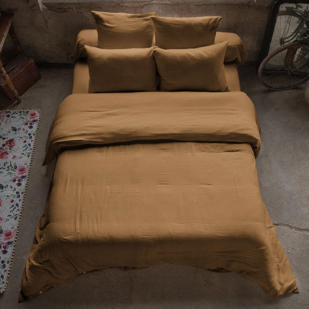 Duvet Cover 220x240 Cm In Camel Cotton Gauze