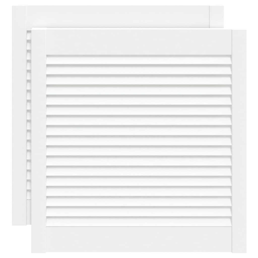 Cabinet Doors with Louvered Design 2 pcs White 61.5 x 59.4 cm Solid Wood