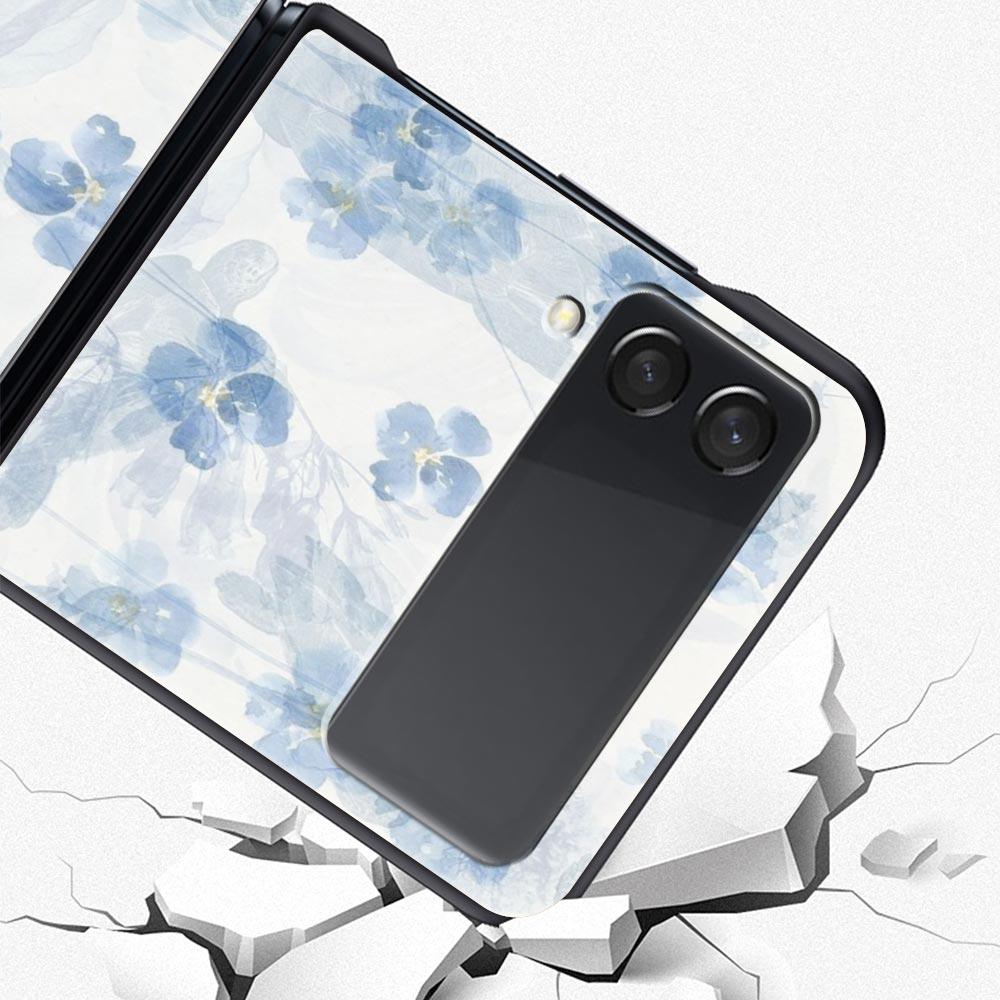 Чехол для телефона Samsung Galaxy Z Flip 3 4 5 6 7 Складной корпус Для Samsung Z Flip4 Flip5 Жесткая ПК-крышка Мягкая Бледный Маленький Цветок