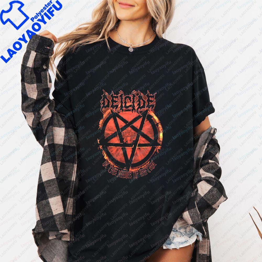 DEICIDE Classic Band Summer Casual Trendy MultiPurpose ShortSleeved Unisexs and WoUnisexs Roundneck TShirt
