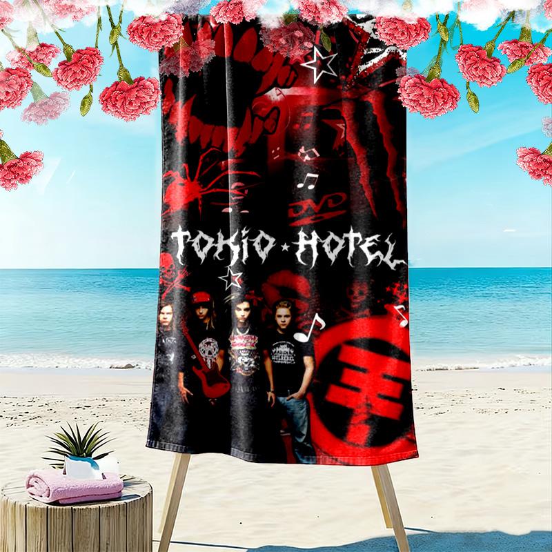 Tokio Hotel Print Beach Towel, Large Soft Quick Dry Towel for Beach Camping Swimming