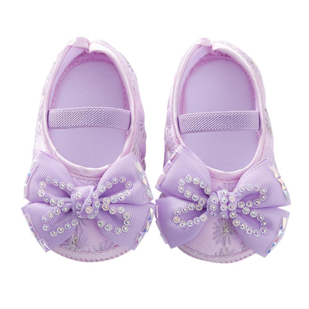 Туфли на плоской подошве для маленьких девочек, нескользящая мягкая подошва, симпатичные туфли с бантом, свадебные туфли для новорожденных принцесс, первые походки для малышей 0-12 месяцев