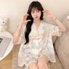 New Ice Silk Pajamas Women's Summer New Korean-style Sweet Ins Style Short-sleeved Shorts Two-piece Outfit Home Wear