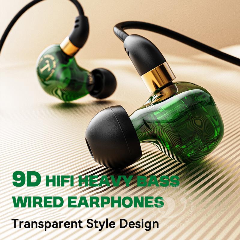 9D Surround HIFI Heavy Bass Wired Earphones Dynamic Music Headset With Mic Earbuds 3.5MM In Ear Wired Race Gaming Headphone