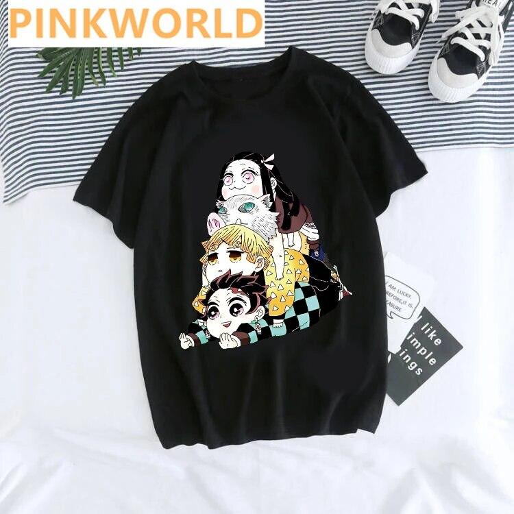Japanese Anime Cartoon Funny Fashioin WoUnisex T-shirt Print Ladies T-shirt Casual Basis O-collar Black Shirt Short Sleeve Tshirt