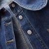 Women Denim Jacket Retro Single-breasted Doll Collar Long Sleeves Solid Color Side Pockets