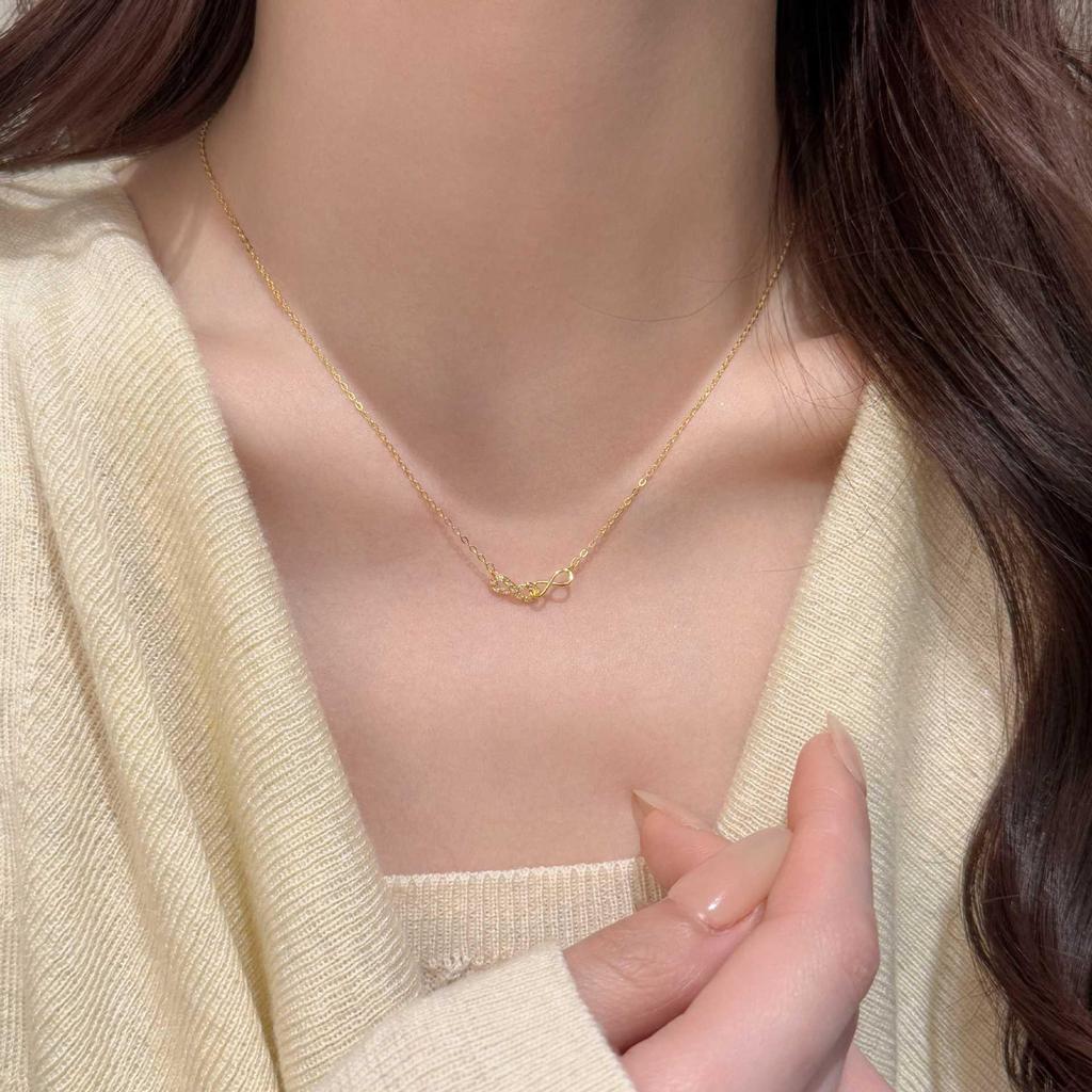 S925 Sterling Silver Infinity Choker Necklace for Women