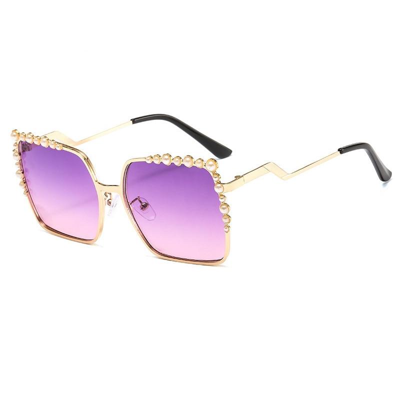 Oversized Square Sun Glasses Ladies New Luxury Pearl Sunglasses Women Brand Designer Fashion Shades Big Square EMA