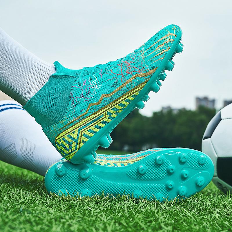 Футбольные бутсы Высокие эластичные носки Рот, кожаное ограждение Газонная резина с короткими ногтями Футбольные бутсы Детские футбольные бутсы большого размера