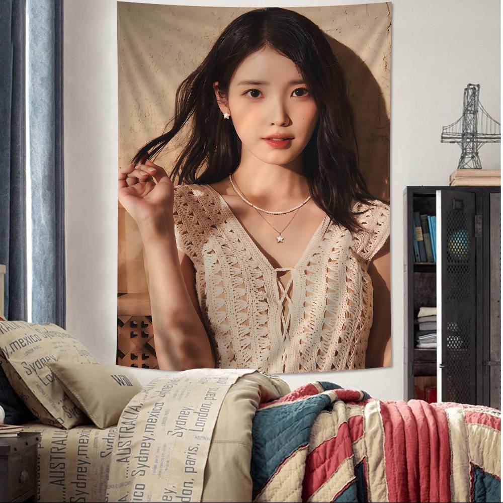 Classic Famous Kpop Singer IU Hanging Bohemian Tapestry Japanese Wall Tapestry Anime Kawaii Room Decor