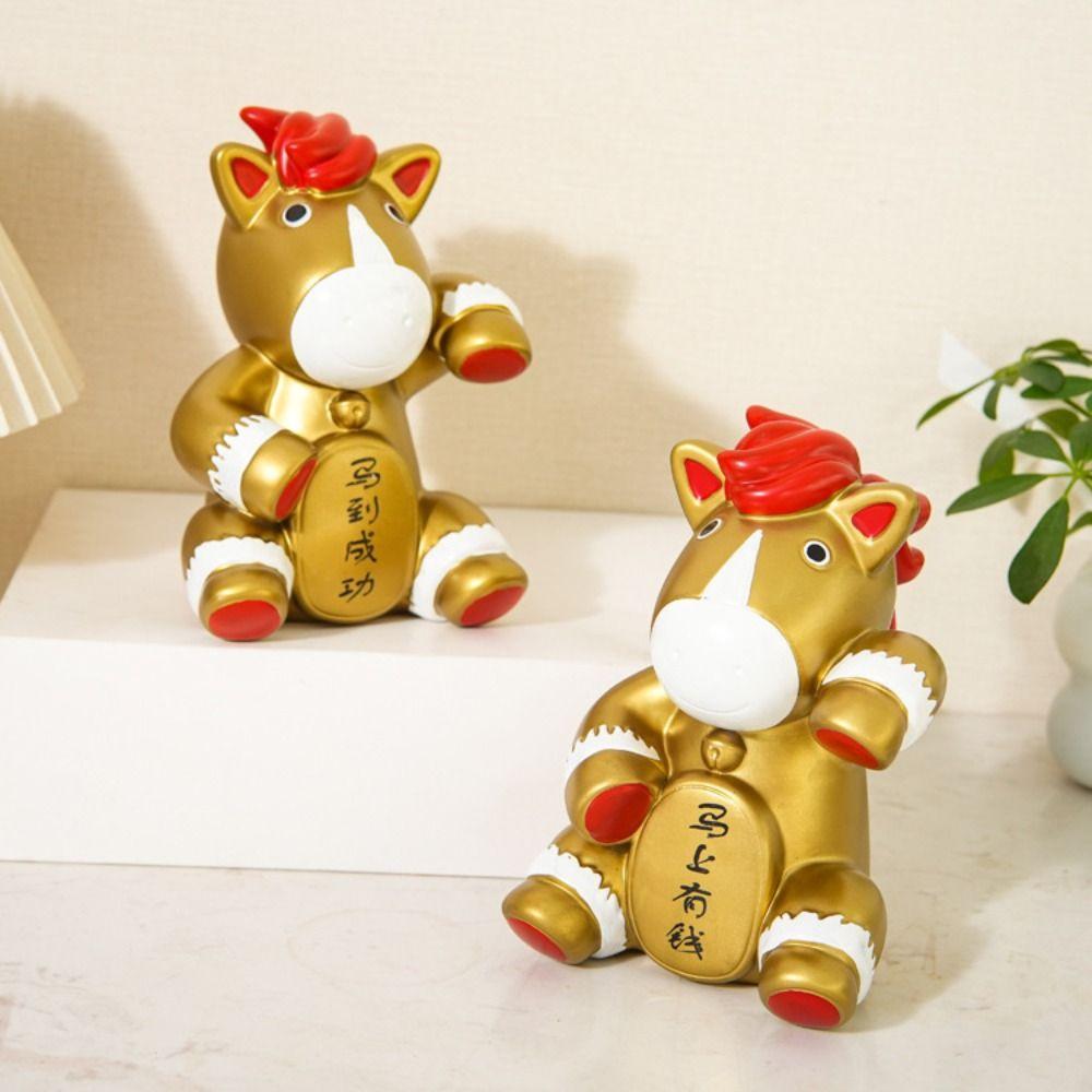 Gold Horse Money Jar Animal Coin Saving Box Durable Horse Piggy Bank New Year Celebration