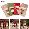 Набор из 4 шт. рождественских мешочков для винных бутылок с дизайном Санты, снеговика и оленя, многоразовые тканевые чехлы с затягивающимся шнурком