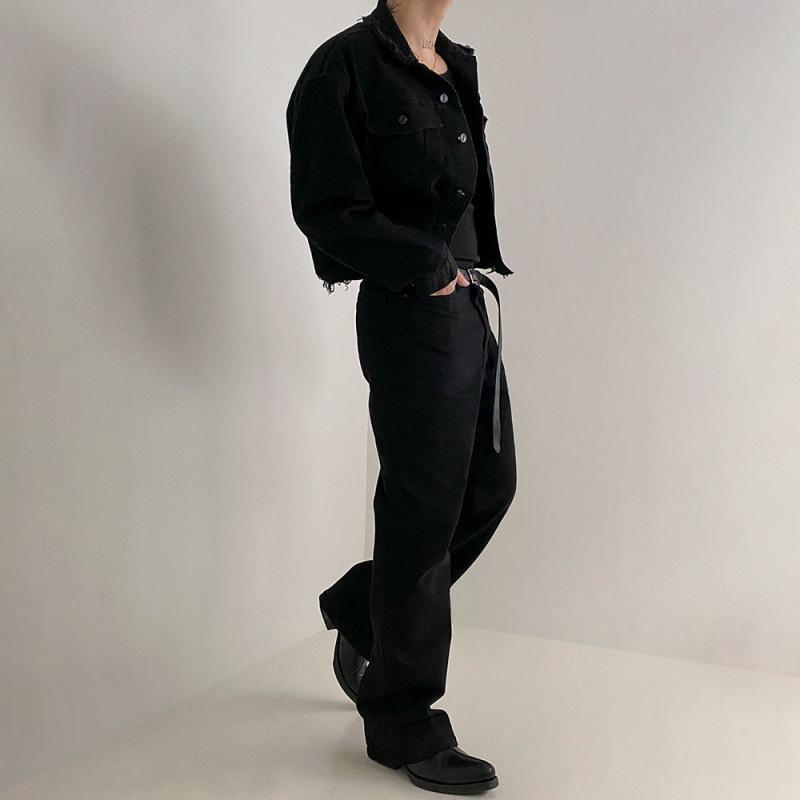 Короткая джинсовая куртка мужская весенняя куртка с лацканами корейский стиль модная свободная джинсовая куртка