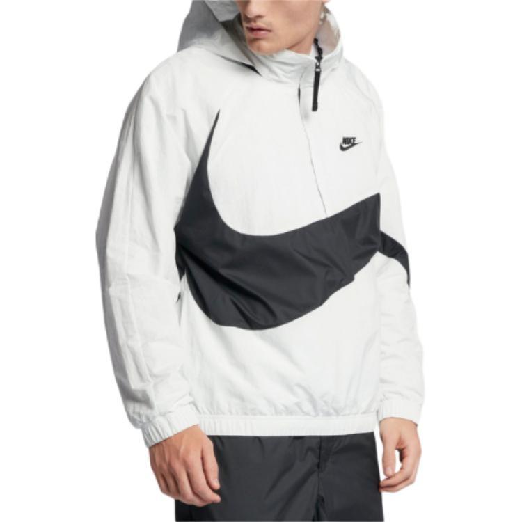 Nike Big Swoosh Anrk Jacket White Half Zipper Large Men's AJ1405-121