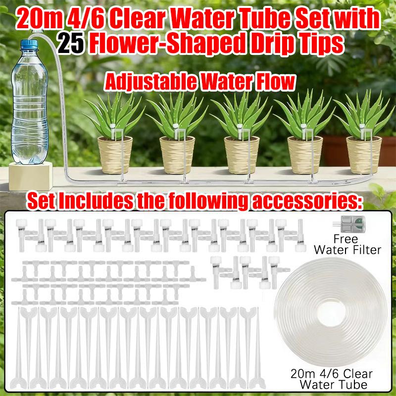 2-20M Garden Drip Irrigation Kit  Adjustable Valve Drip Watering Device 4/7mm Hose  Potted Plant Micro Dripper Greenhouse