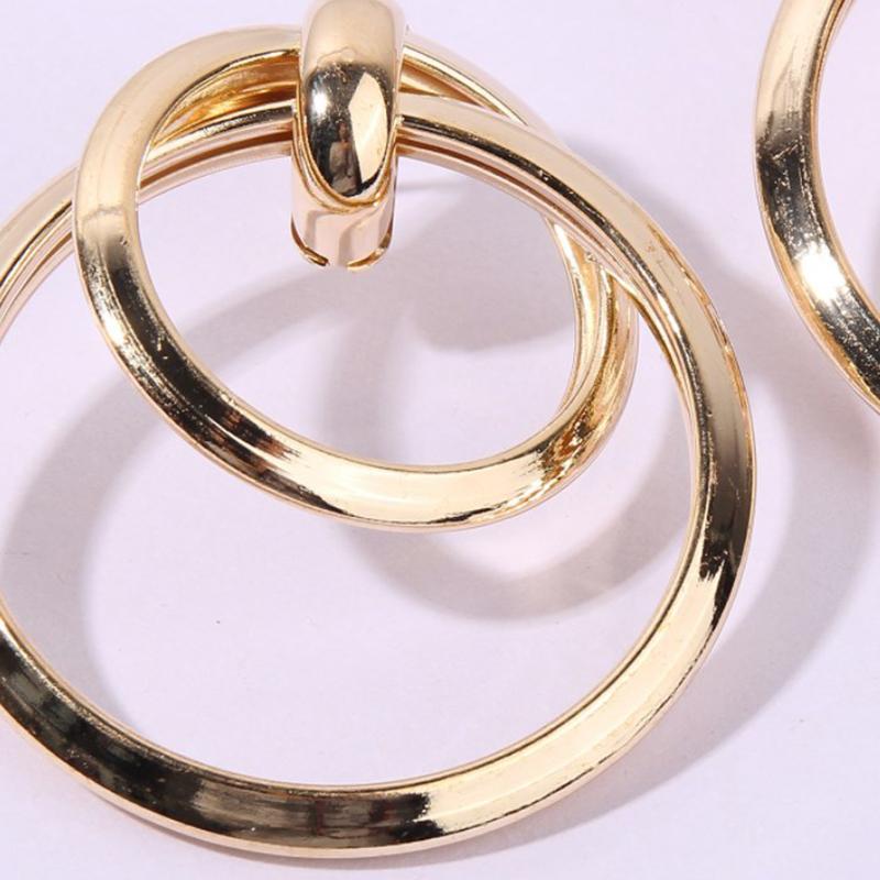 Корейские металлические элегантные серьги-кольца для женщин 2024 года, винтажные геометрические серьги, ювелирный подарок