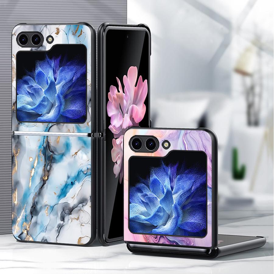 Мраморный чехол для Samsung Galaxy Z Flip 7 6 5 4 3 Flip3 Flip5 Flip7 FE Flip4 Flip6 Задняя крышка телефона Funda