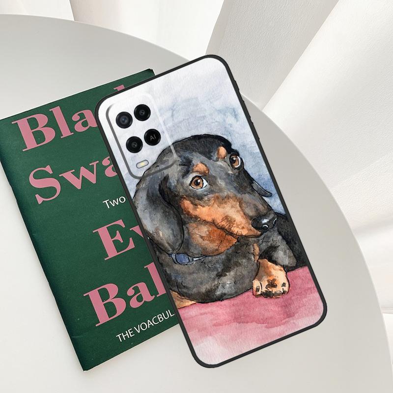 Мультяшный Чехол Такса Сосиска Для Oppo A58 A78 A98 A15 A16 A17 A52 A72 A76 A96 A54 A74 A94 A57 A77 A54S A57S