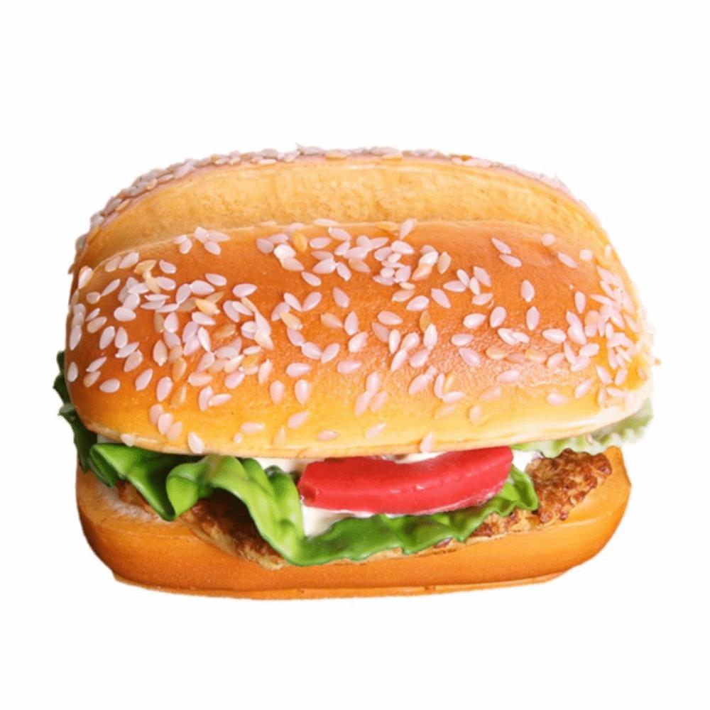 Soft PU Beef Burger Model Realistic Fake Bread Party Decoration Food Simulation Model DIY Display