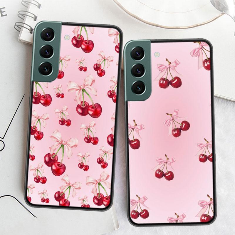 Чехол для телефона с вишневым бантом для Samsung A17 A14 A24 A34 A54 A03S A04S A13 A23 A33 A53 A70 A50S A30 A40 A51 A41 A20E A73 A71 A31 A21 A2