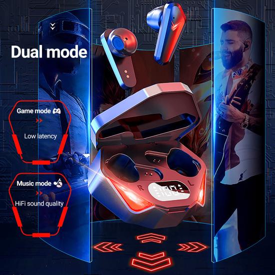 Беспроводные наушники-вкладыши с высоким качеством звука Mega Bass RGB, дышащий светильник, Bluetooth-совместимый, мини-стереоигры 5.1