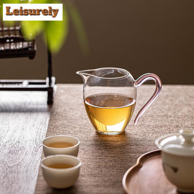 210ML Japanese Phoenix Tail Transparent Glass Tea Pitcher Heat Resistant Cha Hai Justice Cup Puer Chinese Tea Set Accessories