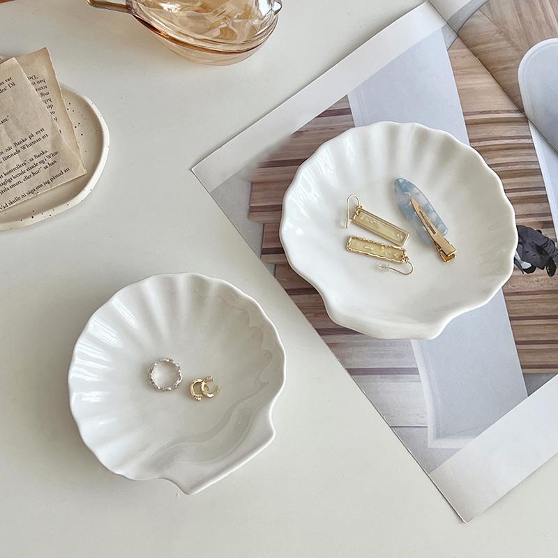 1 шт., подставка для украшений, подставка для украшений, роскошный поднос в виде ракушки, скандинавские подносы для украшений, декоративный поднос для хранения, белый, 2 размера