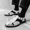 Summer Fashion New Men Gladiators Black White Patented Leather Casual Shoes Breathable Beach Sandals Outdoor Slippers Plus Size