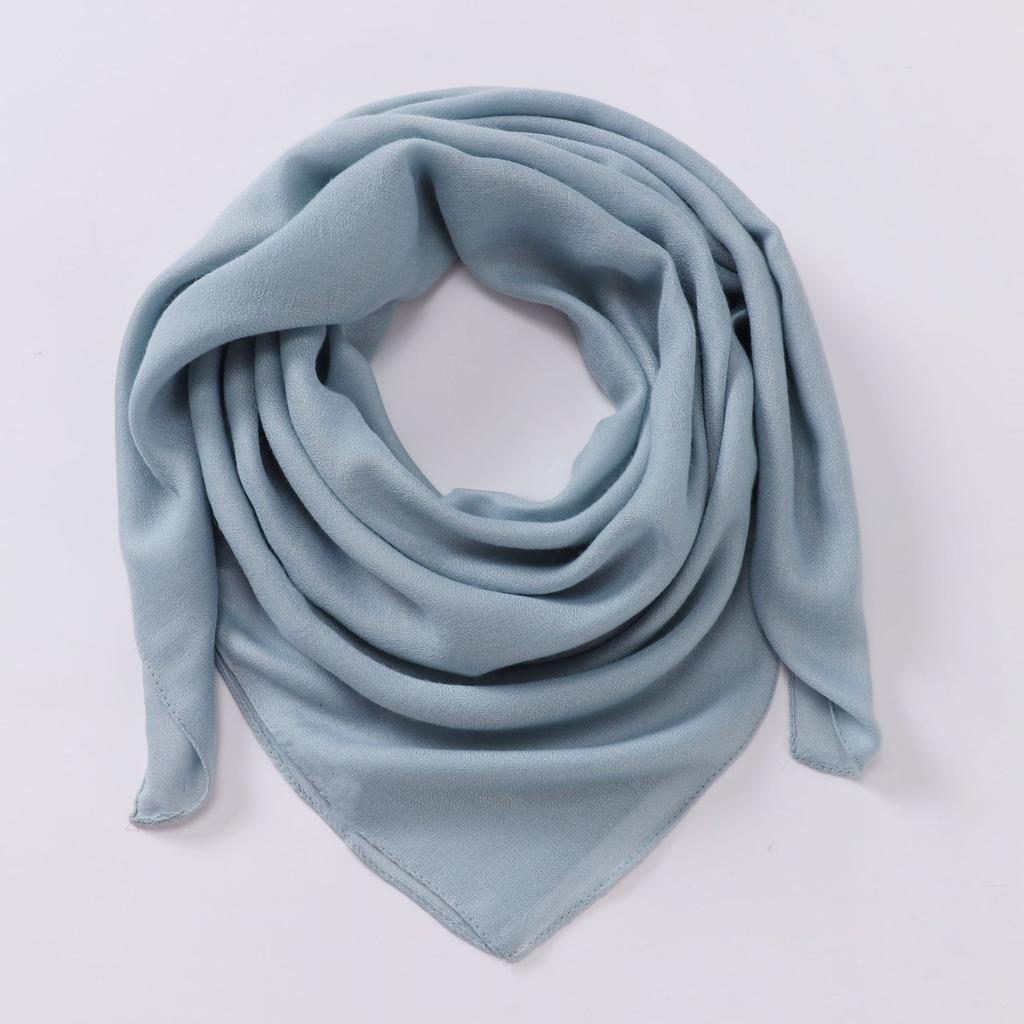 Solid Color Imitation Cotton and Linen Scarf for Women, 90CM Pleated Square Scarf, Headscarf Scarf