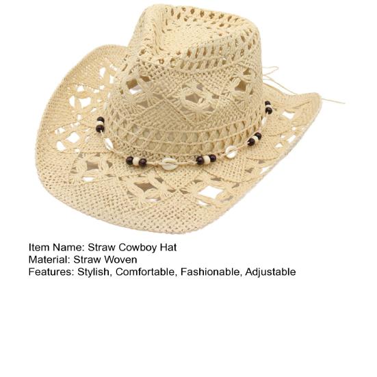 Соломенная ковбойская шляпа для мужчин женщин шляпа в западном стиле ковбойская шляпа с моделируемыми полями плетеная ажурная пляжная прибрежная шляпа от солнца