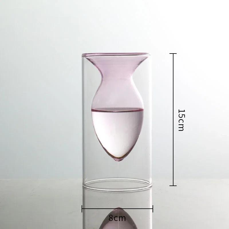 Горячая Распродажа Цветная Стеклянная Ваза Двухслойная Скандинавская Без пламени Ротанговая Аромабутылка Высокий Боросиликат Гостиная Цветочная Композиция