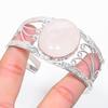 Natural Rose Quartz Gemstone 925 Sterling Silver Cuff Bangle Adjustable C3q37
