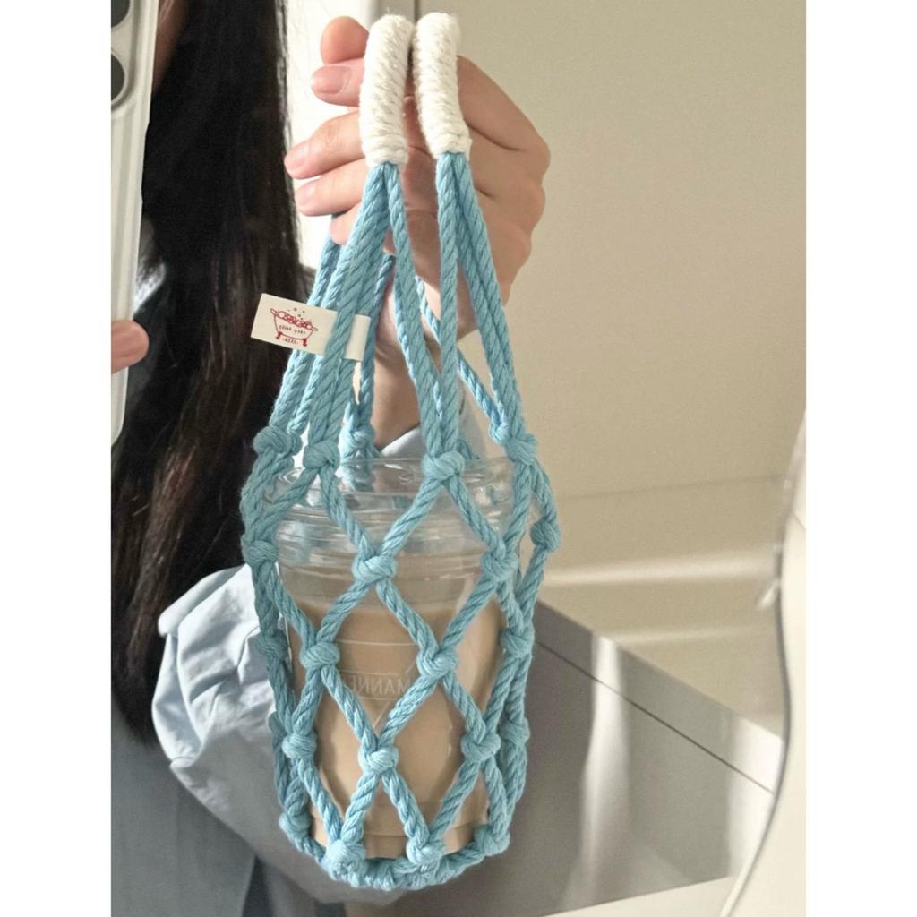 Handmade Macrame Water Bottle Holder Mesh Net Bag Portable Coffee Cup Carrier Sleeve