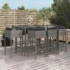 VidaXL 9-piece Garden Bar Set with Grey Poly Rattan Cushions, Bar Table Set, Bar Table and Chair, 3200654