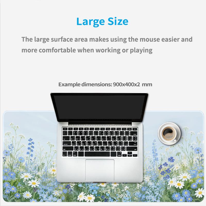Mouse Pad Blue Wildflower Meadow Gamer printon demand Home Large New Mousepad XXL Playmat MousePads Natural Rubber Table Mat