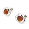 [N1950] - Silver Earrings 'Inspiration' Amber Cognac (rhodium Plated) Flora