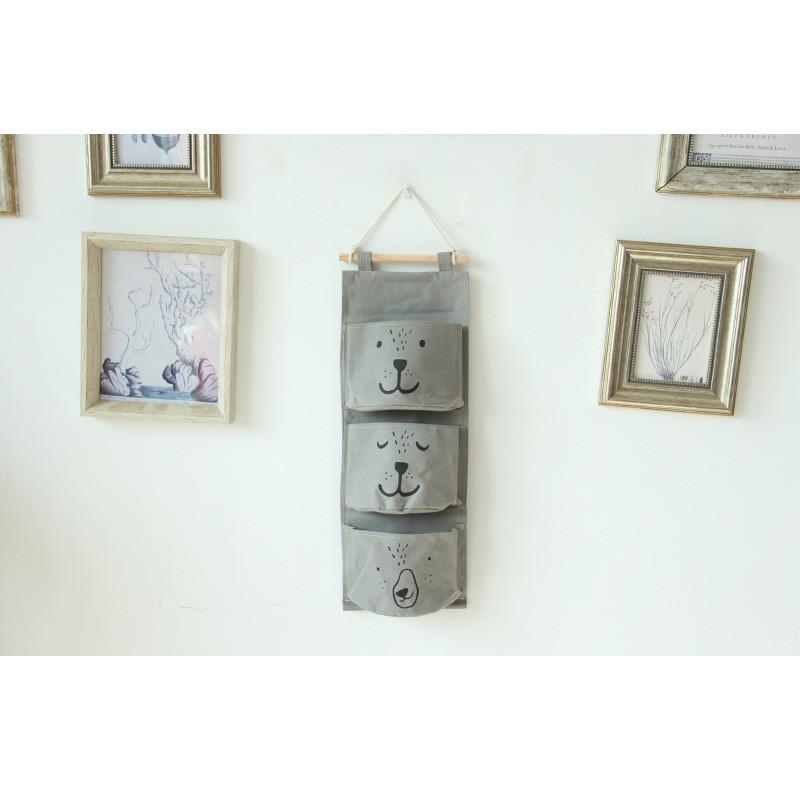 Креативный органайзер для хранения из льна и хлопка с 3 карманами, домашний декор, сетка для мелочей