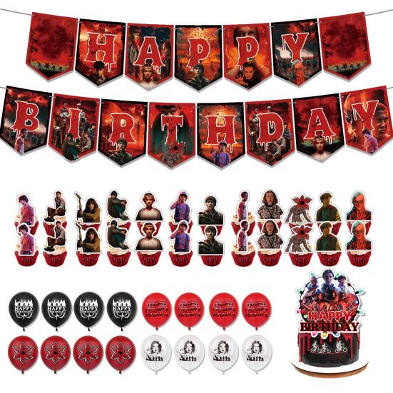 Украшения для вечеринки в честь дня рождения Баннер «С днем рождения» Шары Топпер для торта Вставки для кексов Набор Принадлежности для вечеринки в стиле аниме на день рождения Рождество