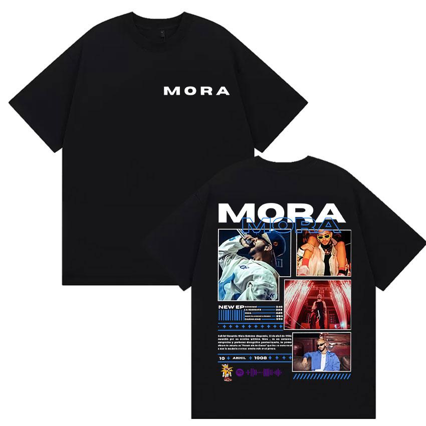 Rapper MORA Тур 2025 Мерч Графические Футболки Мужская Ретро Мода Хлопковая Футболка с Коротким Рукавом Мужская Хип-Хоп Круглый Вырез Одежда Футболк...