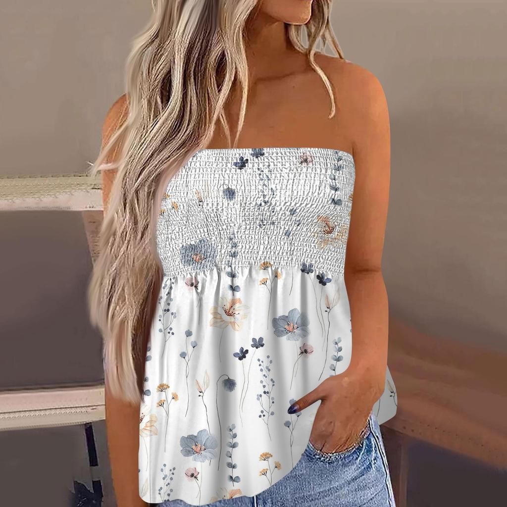 2024 топы для женщин, милая сексуальная футболка без рукавов с открытыми плечами и цветочным принтом