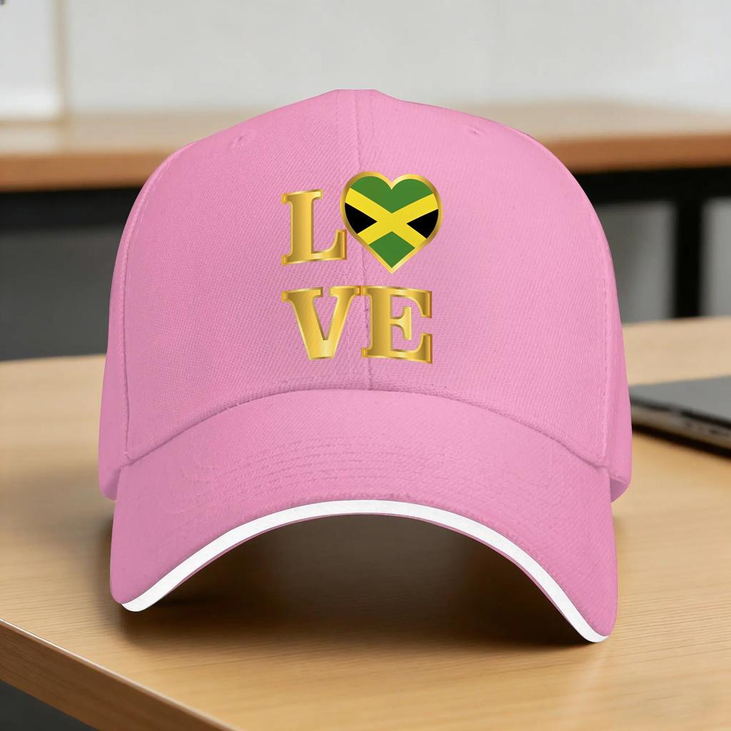 Love Jamaica Flag Design Golden Print Baseball Cap Fashion Trucker Hat Summer Couple Women Outdoor Sport Baseball Caps