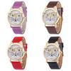 Очаровательные женские кварцевые часы с кошачьей мордочкой и кожаным ремешком, мультяшный дизайн