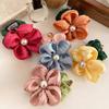 1PC Spring Atmosphere Pearl Head Rope Temperament Large Intestine Hairband Fairy Style Big Flower Leather Stretching